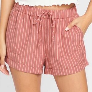 Volcom Women’s Lightweight Drawstring Striped Pink Shorts